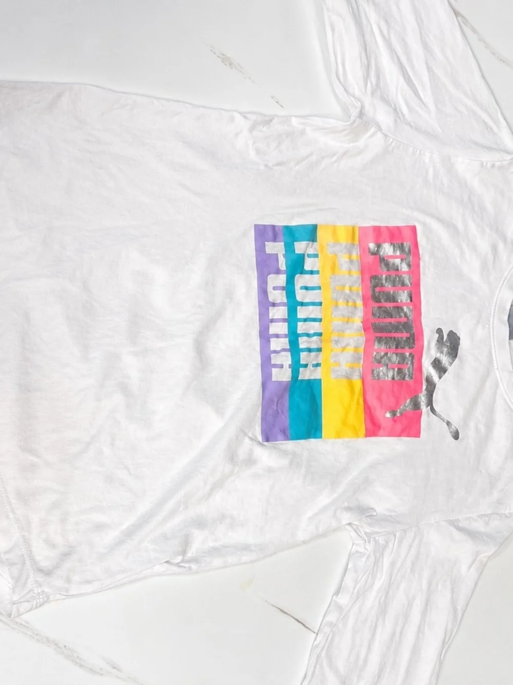 Puma White Long-Sleeve Logo Top with Pink Leggings - Picture 2 of 4